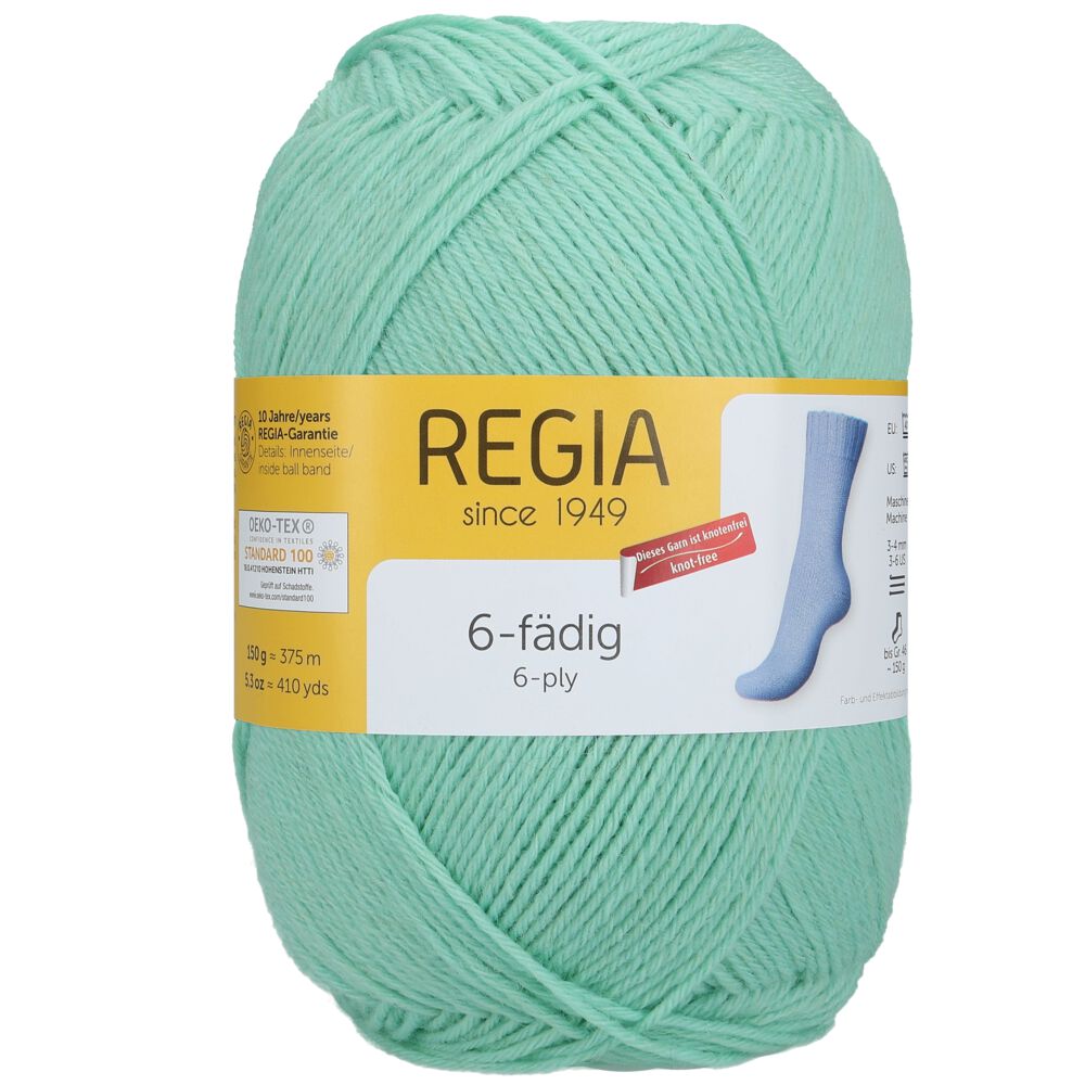 Sockenwolle Uni 6-fach 150 g von Regia 01061 aqua