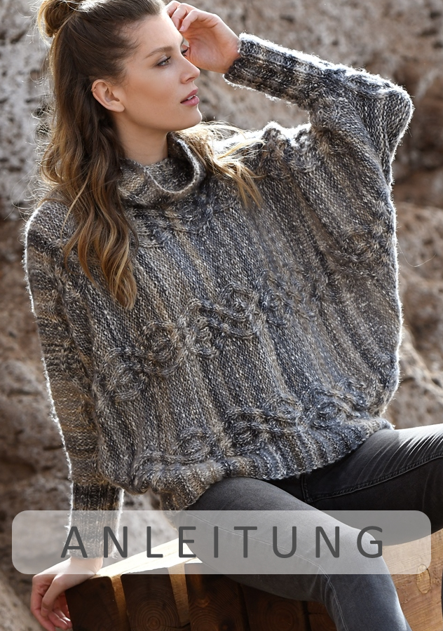 Quergestrickter Zopfpullover | Einzelanleitung | Wolle Citrin Linie 443  | Stricken | ONline