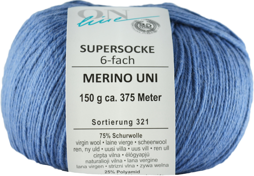 Supersocke 6-fach Merino Uni von ONline Sort. 321 - 5015 - jeans