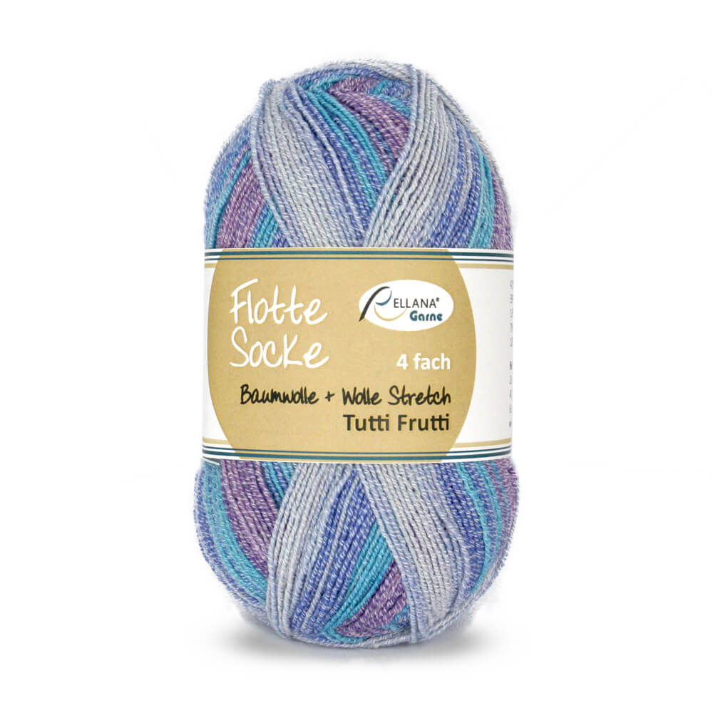 Flotte Socke Baumwolle Stretch, 4-fach von Rellana Tutti Frutti - 1414 - flieder-blau-hellblau