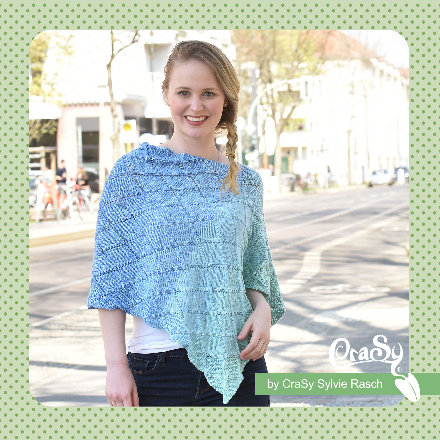 Poncho KaroQueen | Einzelanleitung | Wolle Lady Dee´s Traumgarne 1000m 0034 - Winterzauber | Stricken | Sylvie Rasch