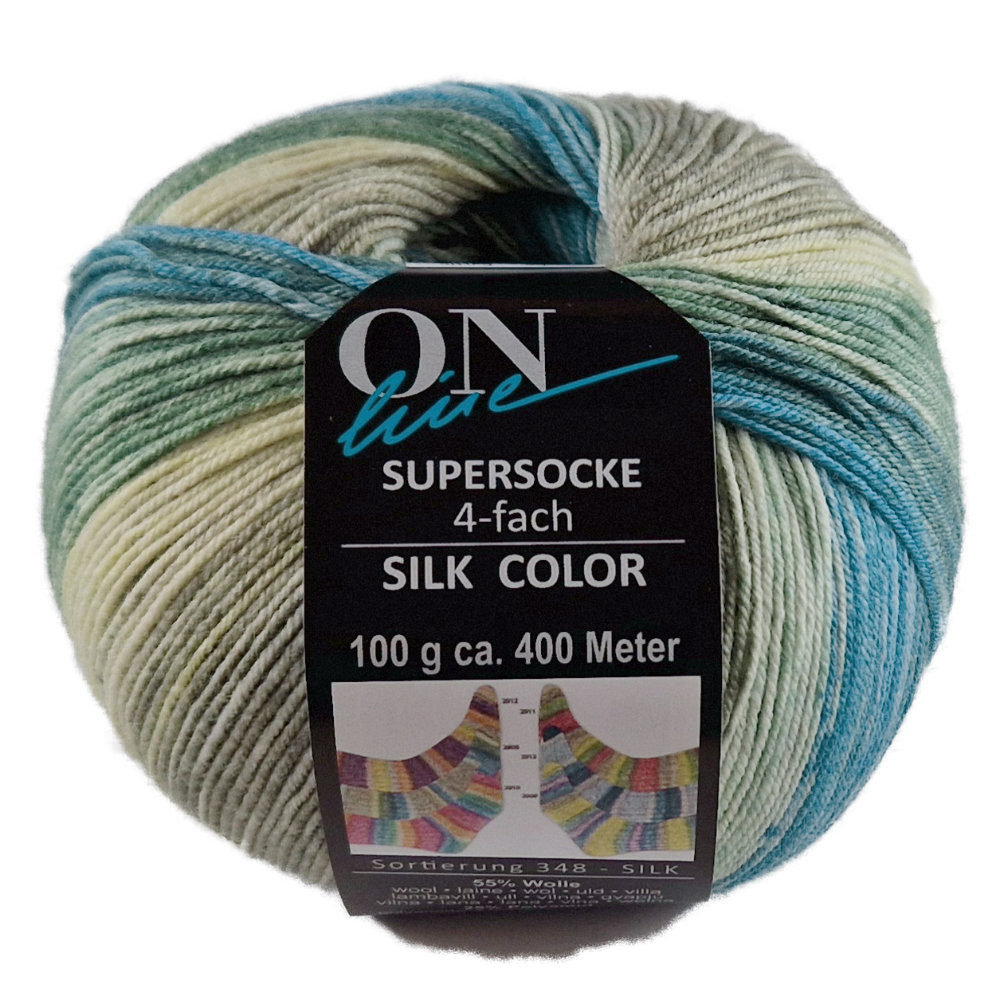 Supersocke Silk Sort. 348 Color 4-fach von ONline 2908 Supersocke Silk Sort. 348 Color 4-fach von ONline