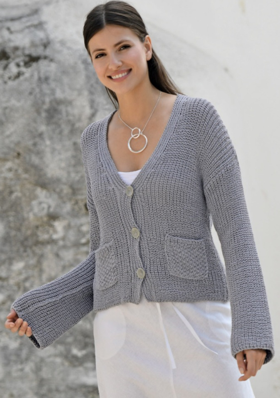 Kurzjacke im Halbpatent | Einzelanleitung | Wolle Cotton Sensitive Linie 24 *Aktion* (10 Knäuel Mindestabnahme)  | Stricken | ONline