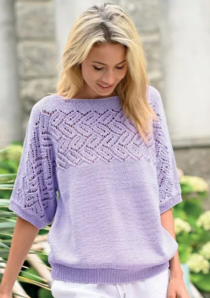 Kurzarmpulli mit Ajourpasse  | Wollpaket mit Alpha Linie 11  | Stricken | ONline Kurzarmpulli mit Ajourpasse  | Wollpaket mit Alpha Linie 11  | Stricken | ONline