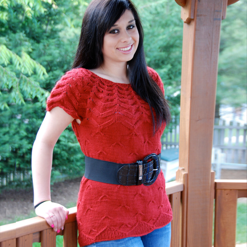 Shirt Dahlia | Einzelanleitung | Wolle Basic Cotton 0030 - rubinrot | Stricken | Sylvie Rasch