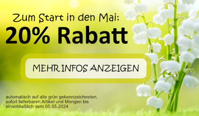20 % Rabatt auf alle grün gekennzeichneten, sofort lieferbaren Artikel und