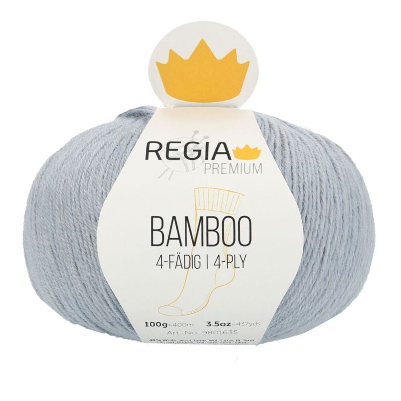 Premium Bamboo Uni 4-fach Sockenwolle 100 g von Regia 0050 grey blue