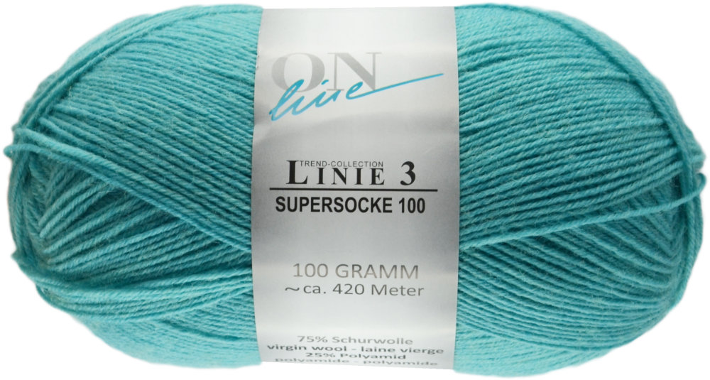 Supersocke 100 Linie 3 Uni 4-fach von ONline 0068 - mintblau
