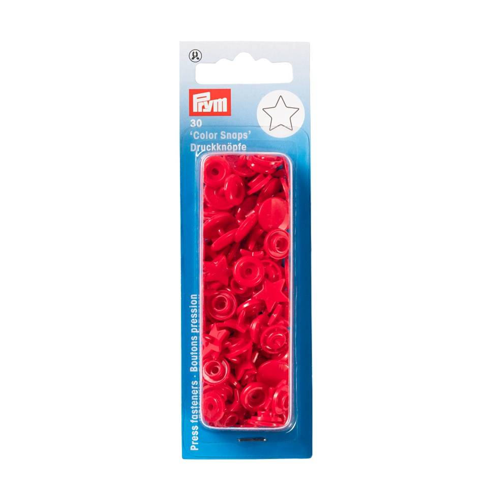 Nähfrei-Druckknöpfe Color Snaps Stern 12,4 mm, 30 Stück  von Prym rot