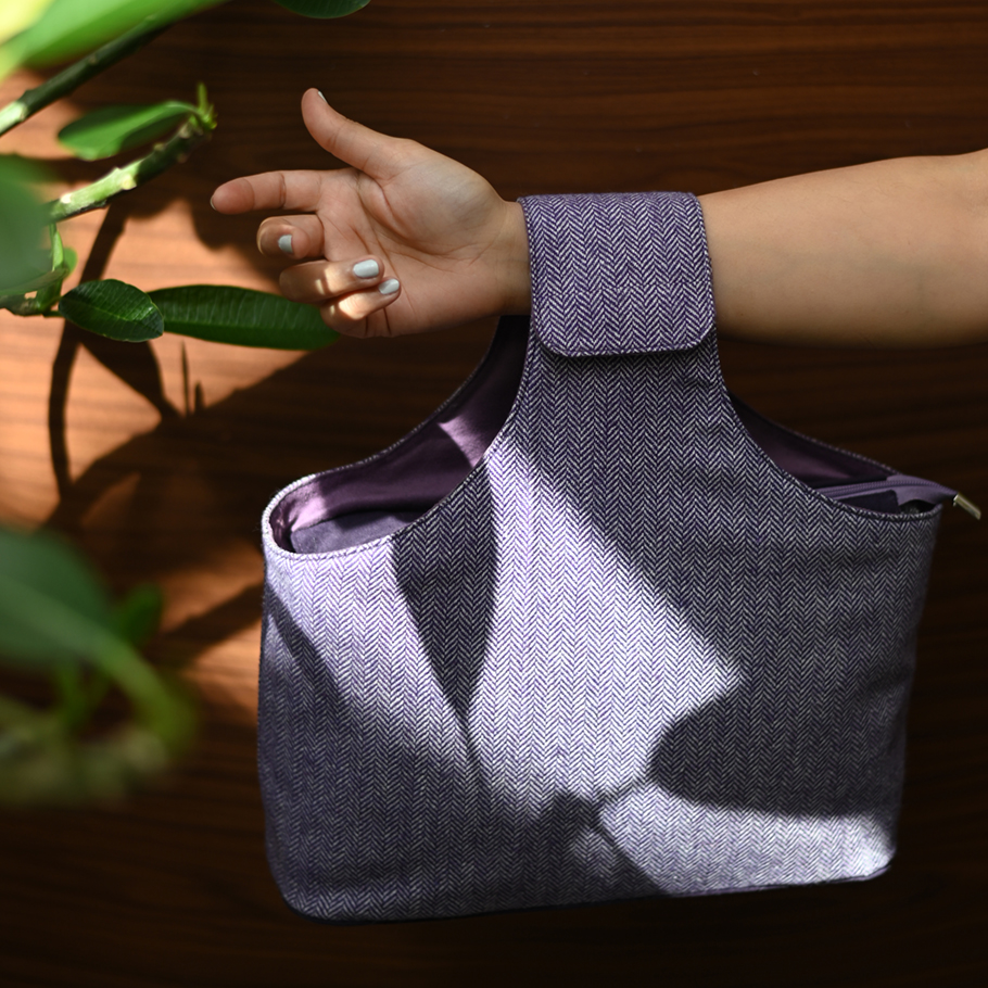 Handgelenktasche Snug Collection (Purple Tweed + Felt)