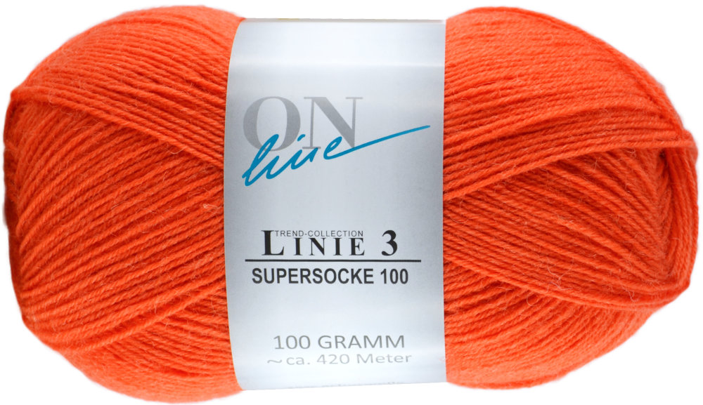 Supersocke 100 Linie 3 Uni 4-fach von ONline 0043 - orange