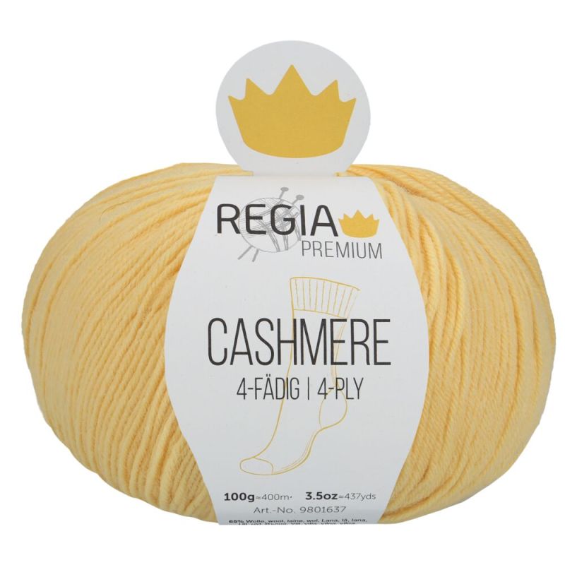 Premium Cashmere Uni 4-fach Sockenwolle 100 g von Regia 0022 mimosa