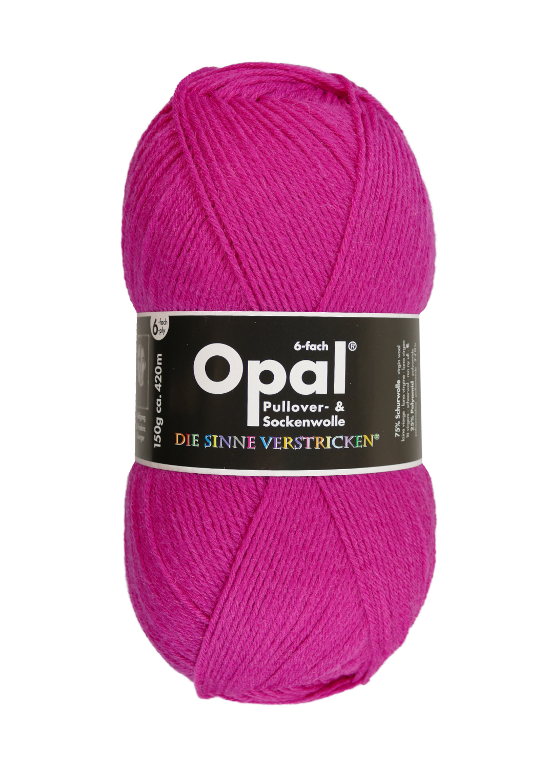 Sockenwolle Uni - 6-fach 150 g von OPAL 7901 - pink