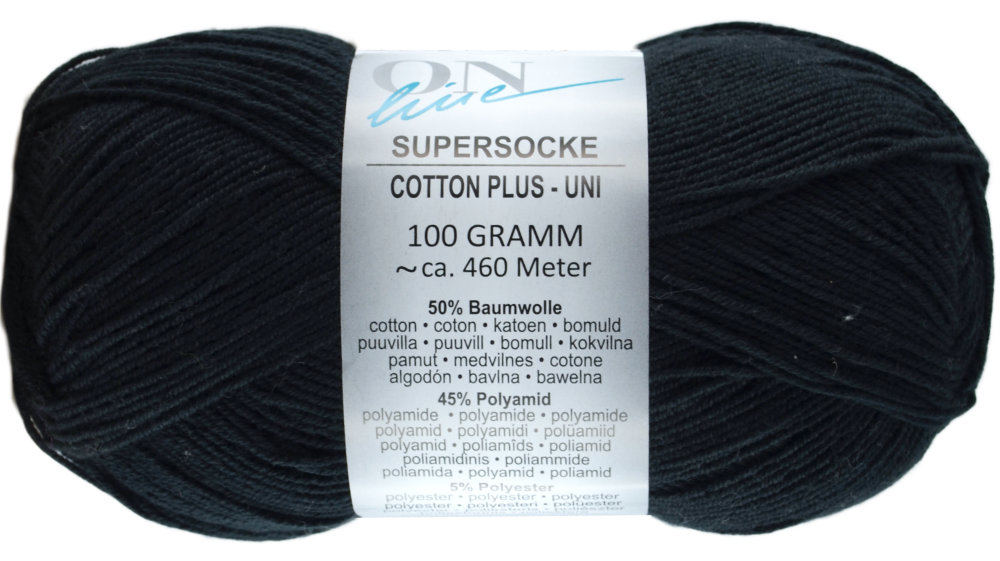 Supersocke 100 Cotton Plus Uni, 4-fach von ONline Sort. 293 - 2528 - schwarz