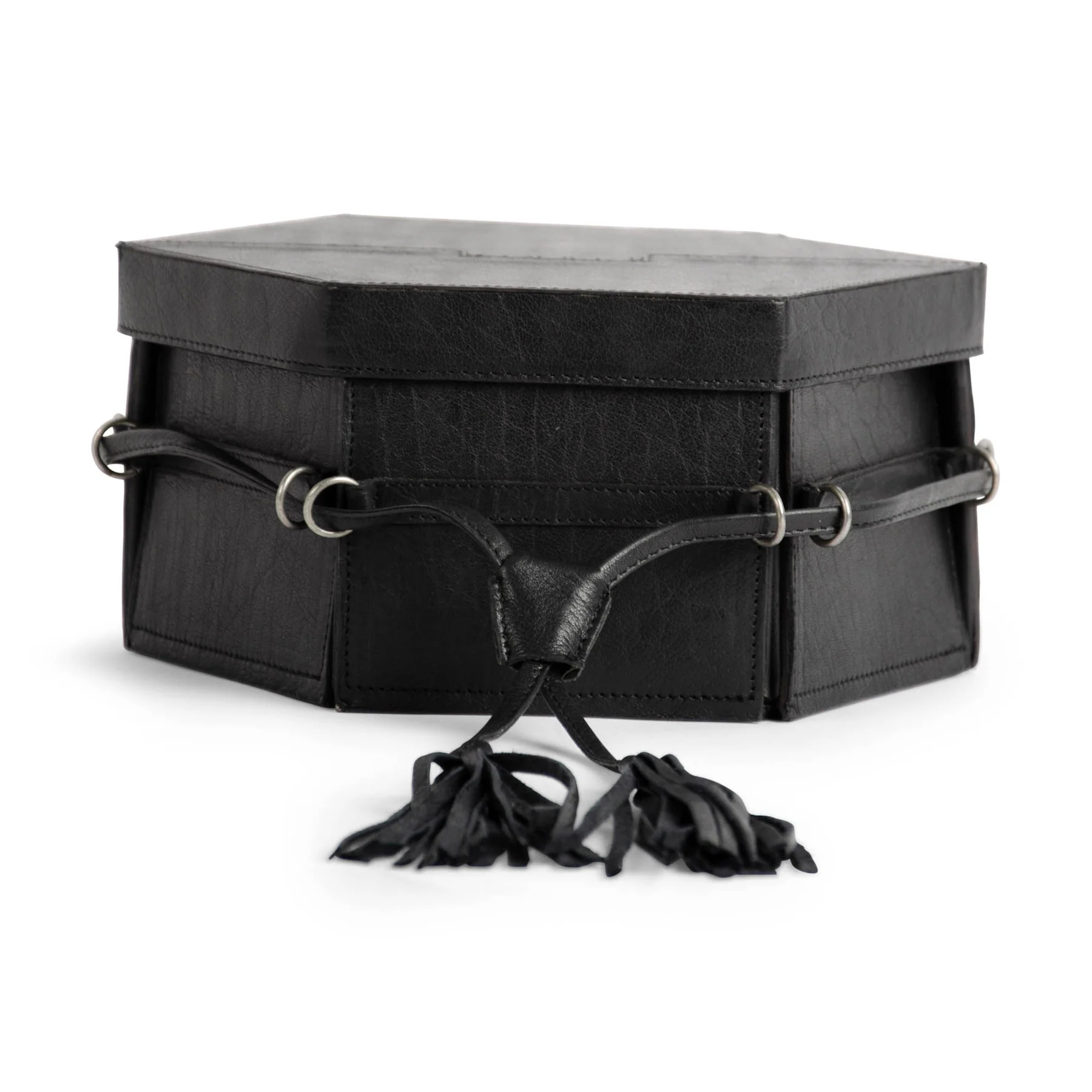 Evita - lederbox mit deckel, handgefertigt aus Echtleder von muud black