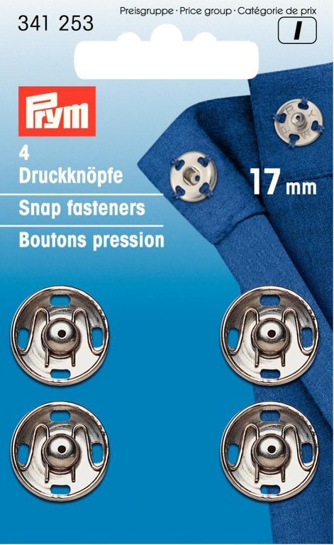 Druckknöpfe zum Annähen silberfarbig von Prym Ø 17 mm, 4 Sück