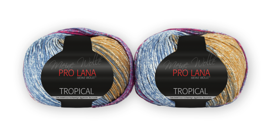 Tropical Color von Pro Lana 0087 - rosa jeans (passend zu UNI 0055)
