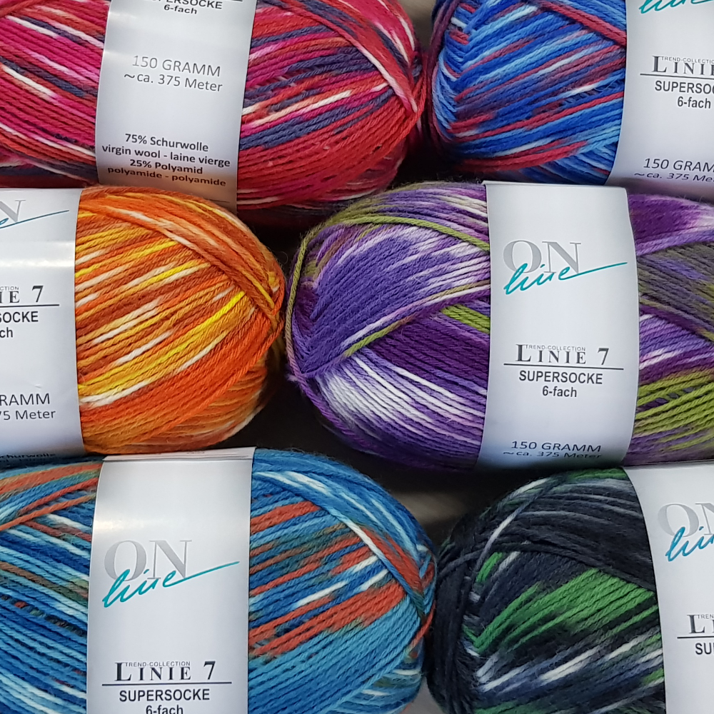 Supersocke 6-fach Linie 7 Color ONline 0709 - orange / blau / grün