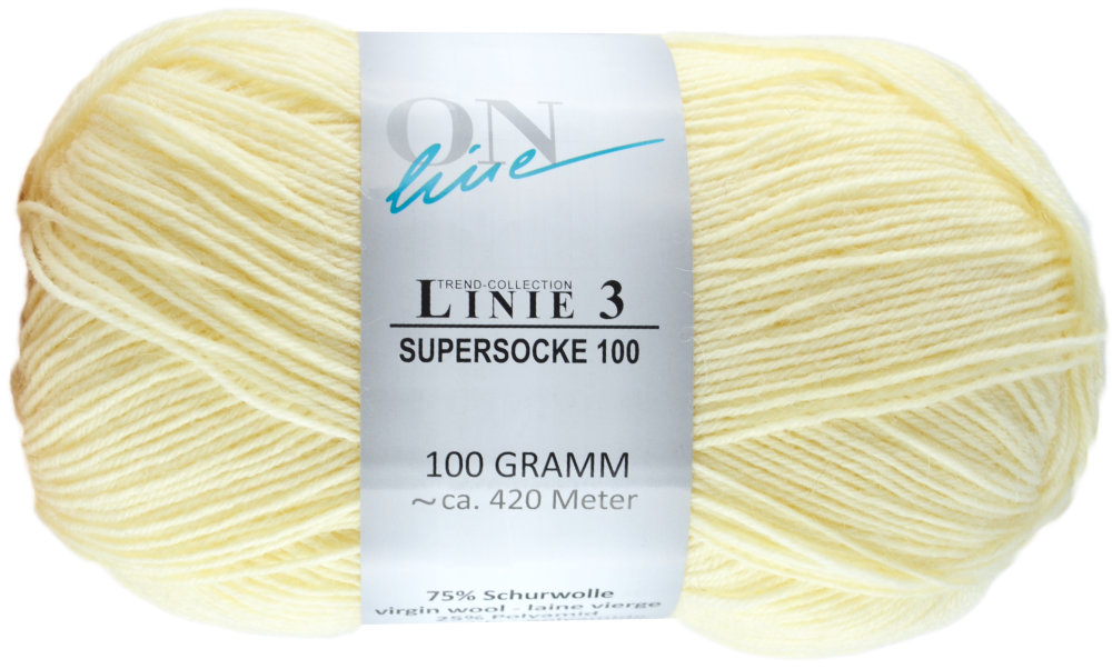 Supersocke 100 4-fach Uni, ONline Linie 3 0023 - naturweiß