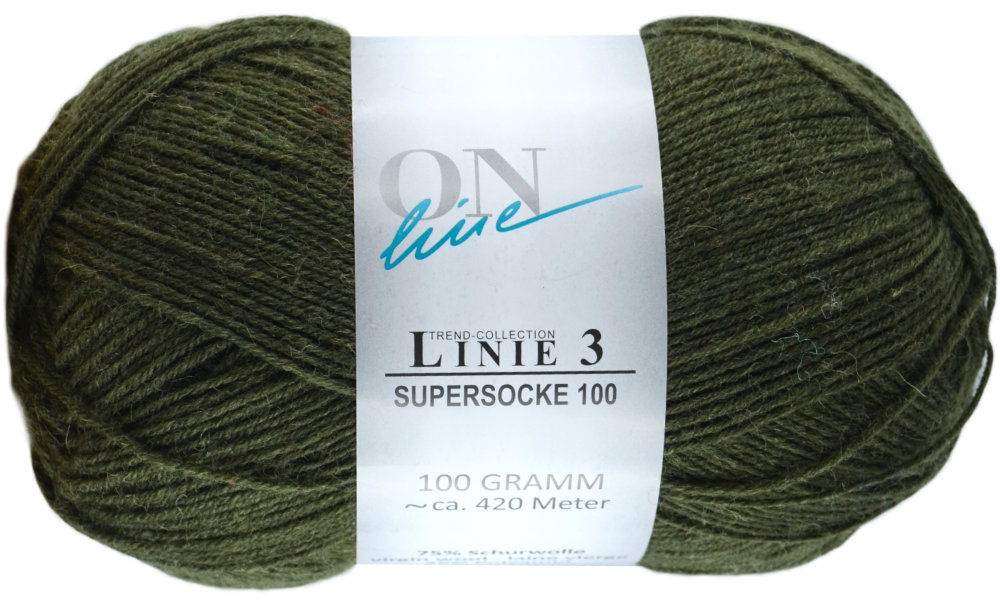 Supersocke 100 Linie 3 Uni 4-fach von ONline 0024 - lodengrün